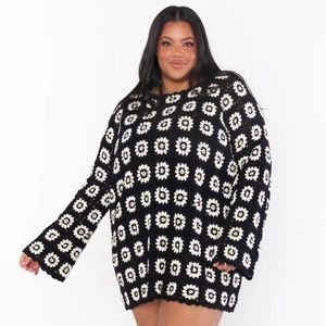Show Me Your Mumu Mamacita Coverup ~ Black Flower Crochet - 2X - Like New